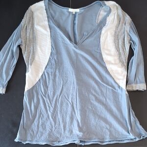 Gilded Intent Blue and Cream Long Sleeve Tee